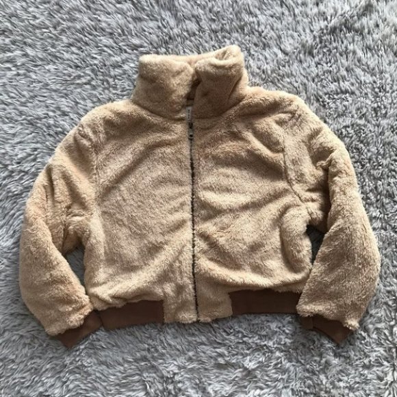 TRUE IMG Tan Teddy Bomber Jacket - Picture 3 of 11